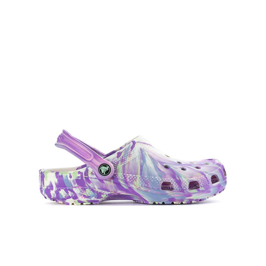 Crocs Youth Marble Classic Clog - Purple / White
