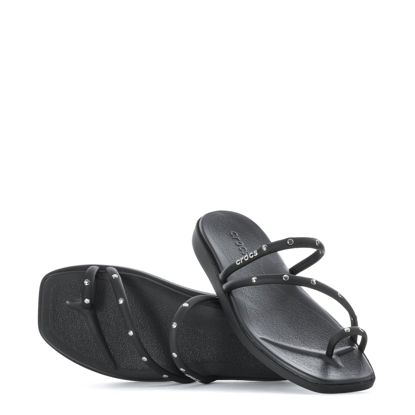 Crocs Women's Studded Miami Toe Loop Sandal - Black