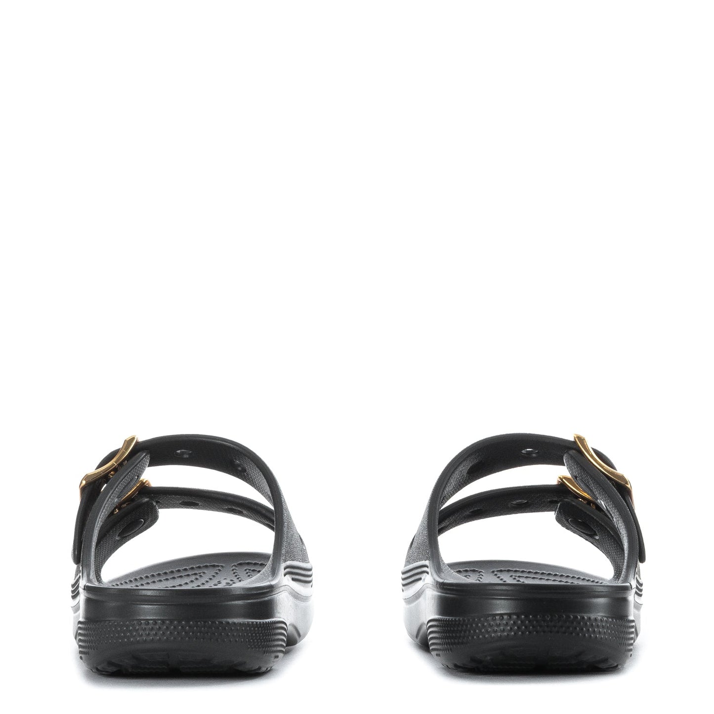 Crocs Women's Saturday Metallic Buckle Sandal - Black / Gold